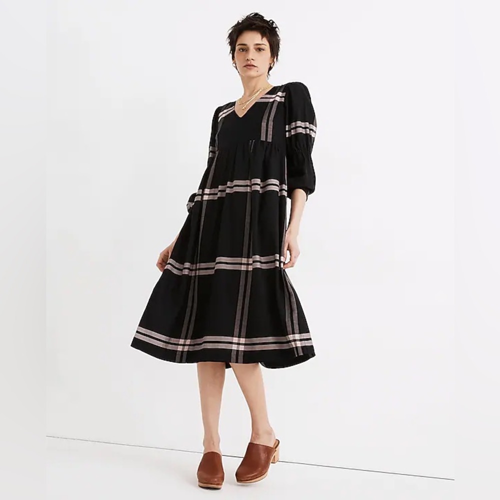 NWT Madewell Plaid Empire Midi Dress